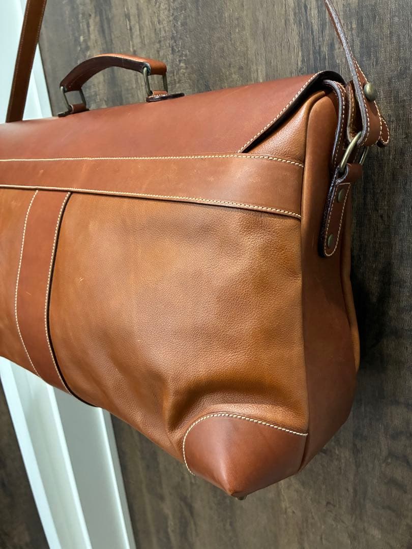 MICHEL CLO 本革 レザー バッグ ショルダー ボストン 2way 茶