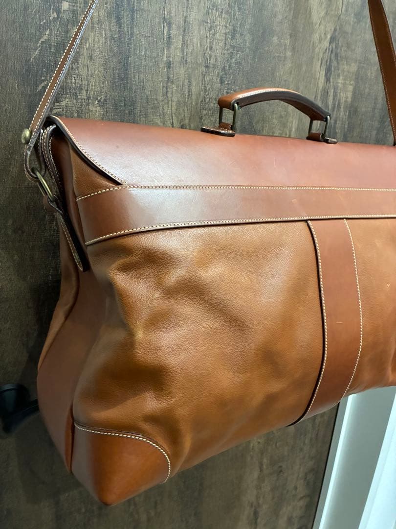 MICHEL CLO 本革 レザー バッグ ショルダー ボストン 2way 茶
