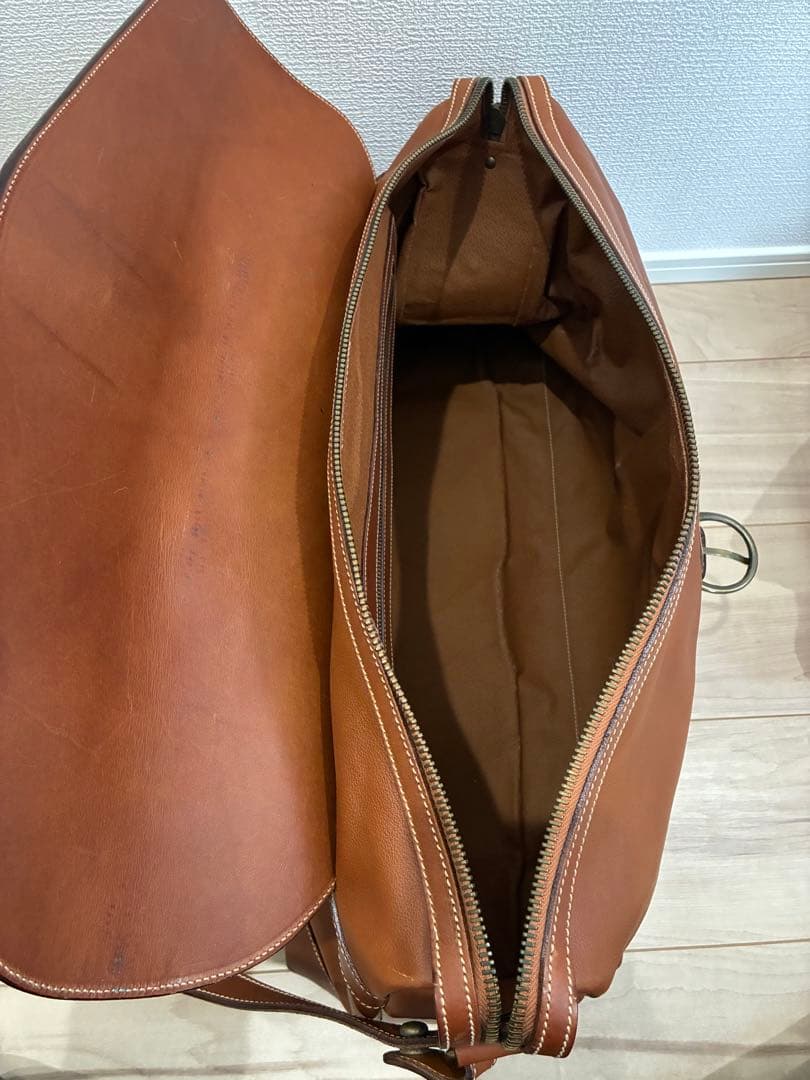 MICHEL CLO 本革 レザー バッグ ショルダー ボストン 2way 茶