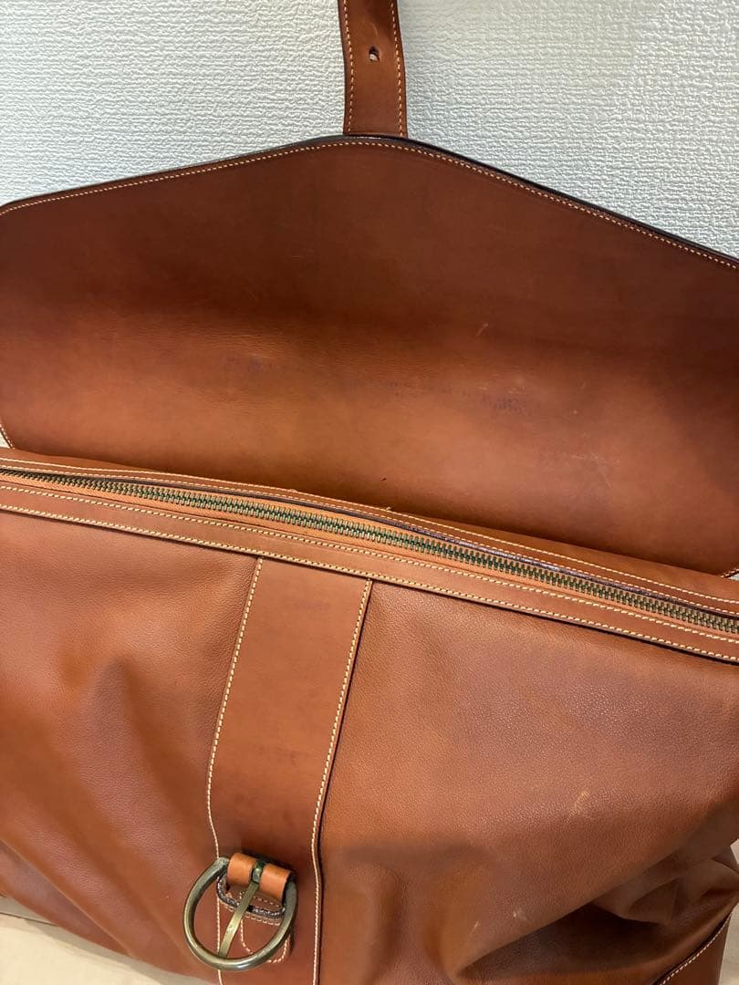 MICHEL CLO 本革 レザー バッグ ショルダー ボストン 2way 茶