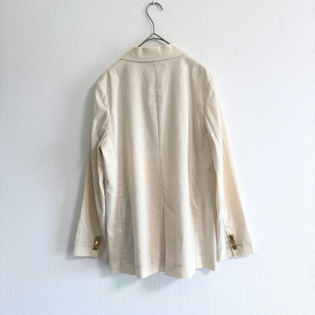 NOBLE 23SS 麻ストレッチピークドラペルダブルジャケット