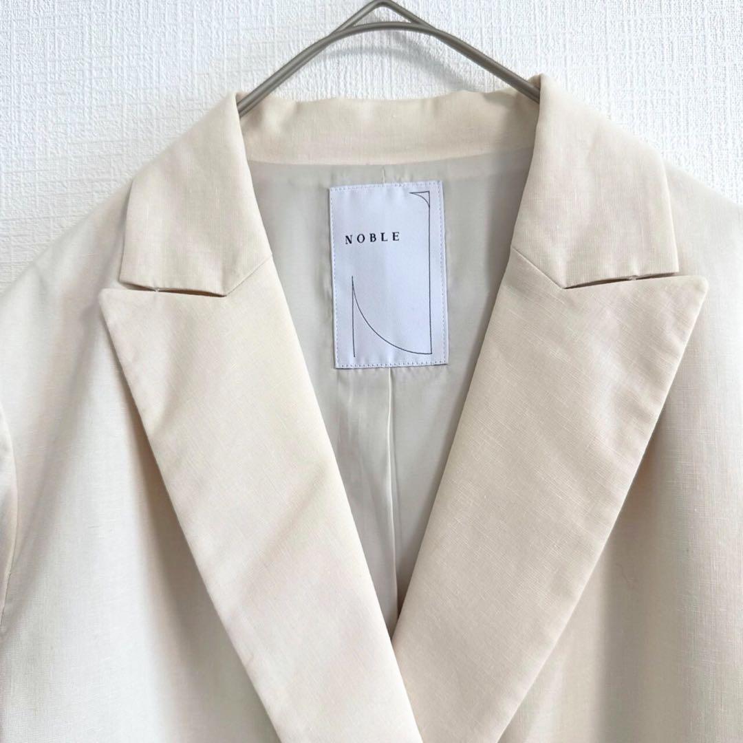 NOBLE 23SS 麻ストレッチピークドラペルダブルジャケット