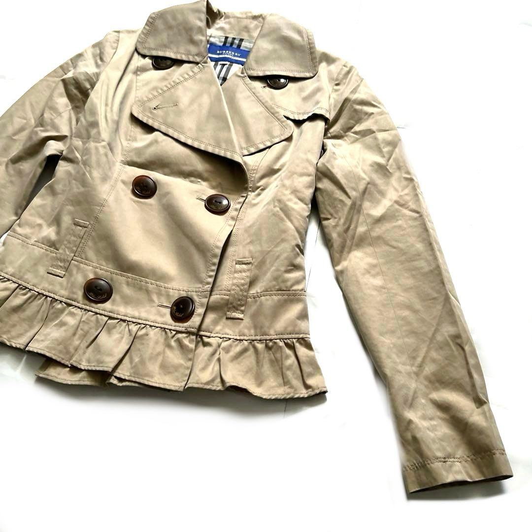 BURBERRY BLUE LABELビッグボタンフリルジャケットベージュ38
