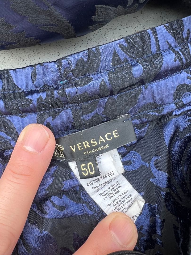 レア⚠️VERSACE ペイズリー 薄手セットアップ ネイビー
