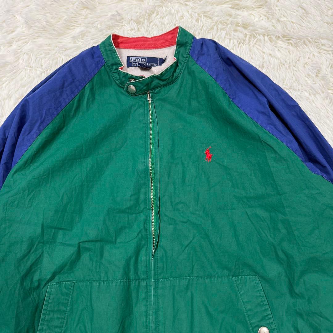 希少✨90s ラルフローレン スイングトップ ノーカラー バンドカラー チンスト