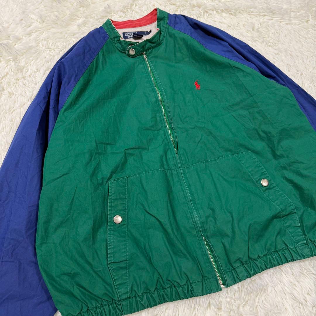 希少✨90s ラルフローレン スイングトップ ノーカラー バンドカラー チンスト