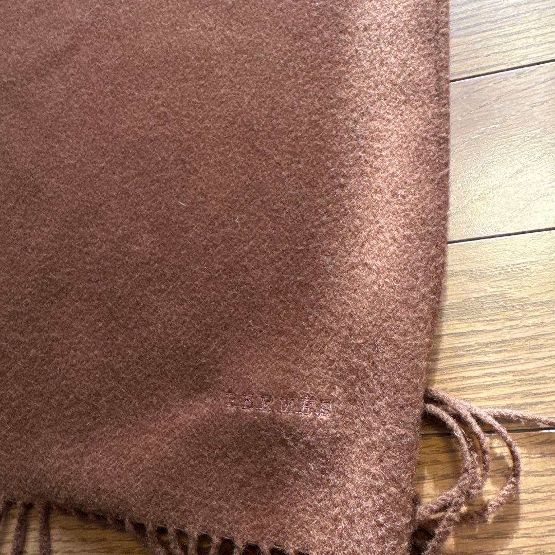 美品　HERMES エルメス　大判ショール　ポンチョ　カシミヤ　フリンジ