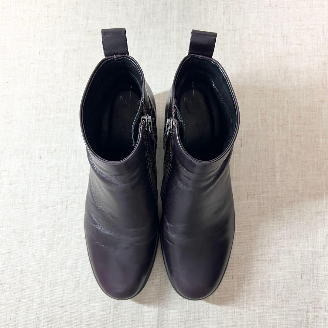 極美品★ECCO エコー ショートブーツ 厚底 サイドジップ 24cm