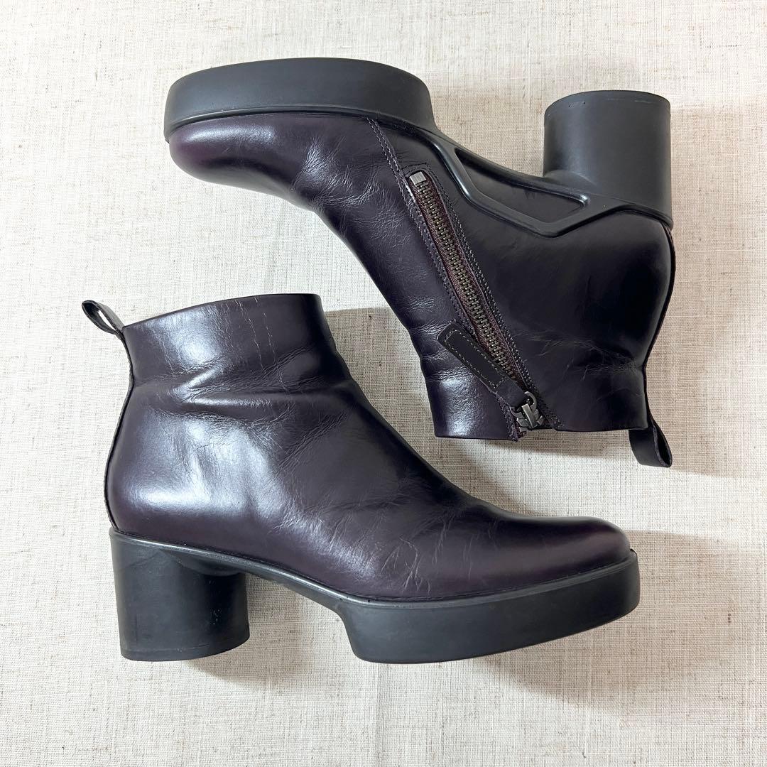 極美品★ECCO エコー ショートブーツ 厚底 サイドジップ 24cm
