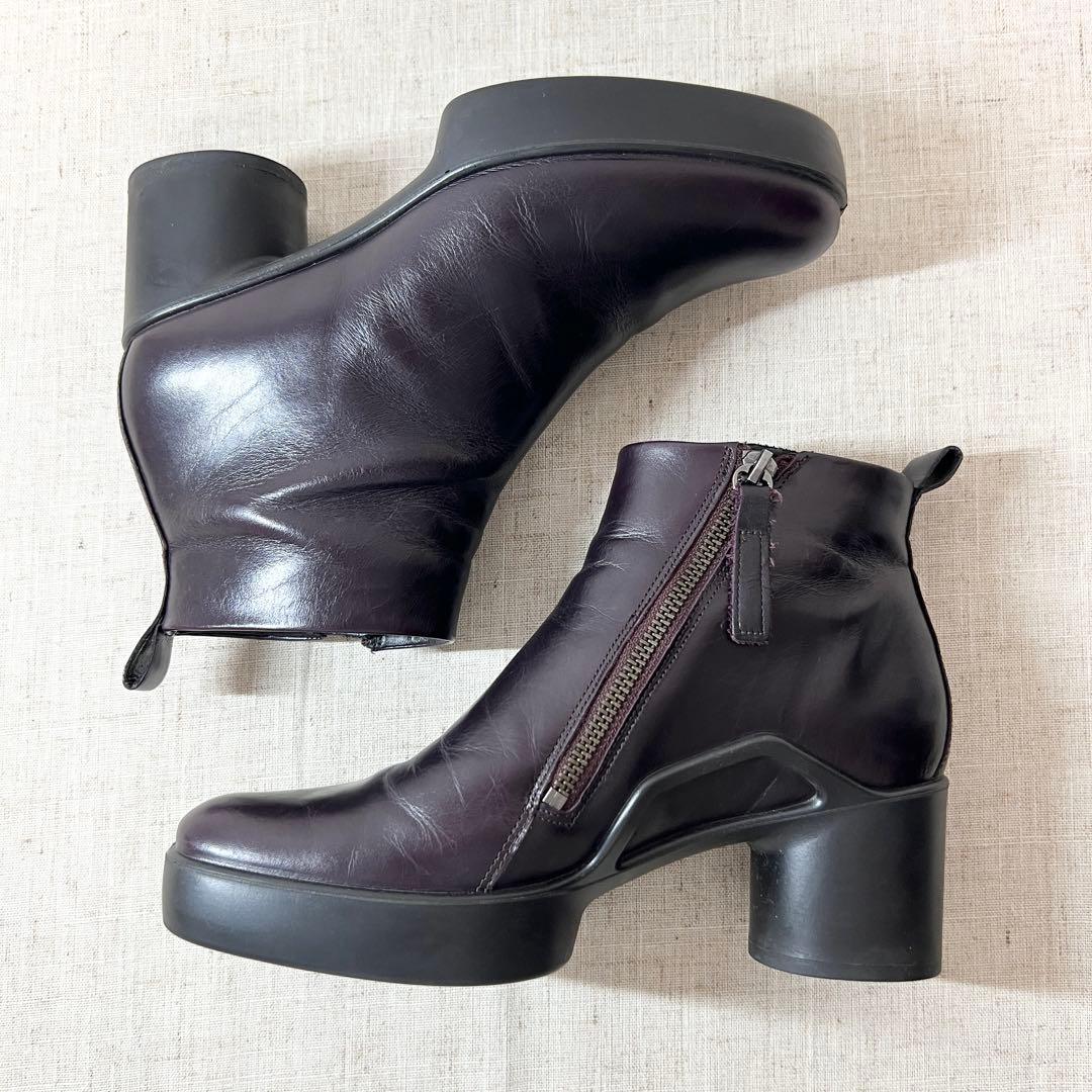 極美品★ECCO エコー ショートブーツ 厚底 サイドジップ 24cm