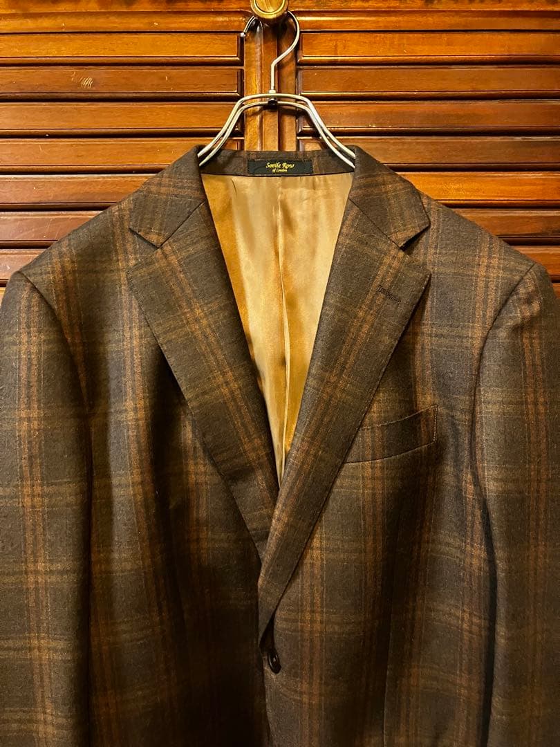 美品　Savile Row ブラウンチェック テーラード　ジャケット　スーツ