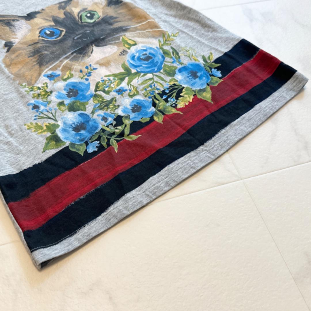 美品 Gucci チルドレン 半袖Tシャツ ネコ グレー サイズ12