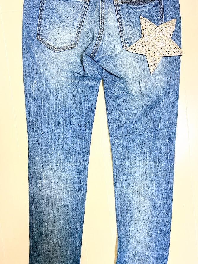 【新品 タグ付き】ドルチェ＆ガッバーナ ダメージ ビジュー デニム パンツ 36