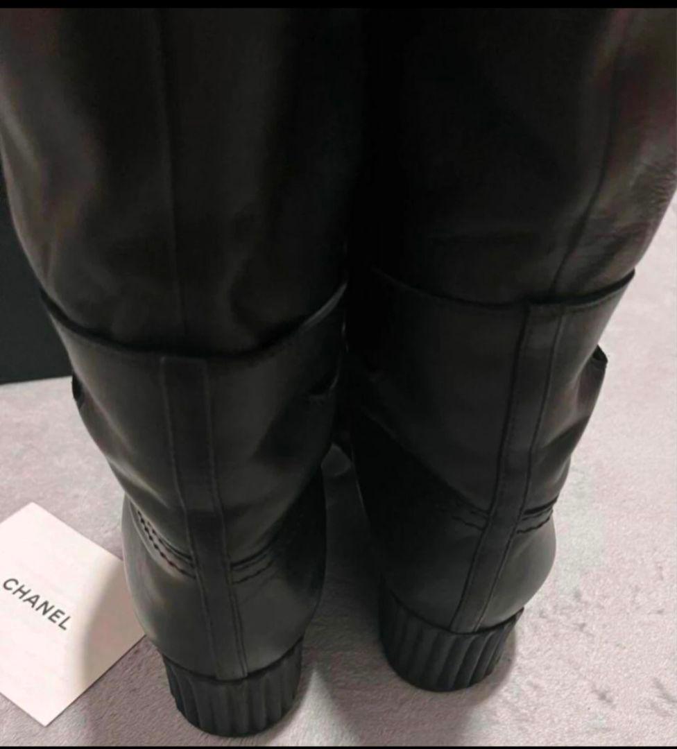 フラワー 【未使用級】CHANEL付ハーフブーツ ブラック