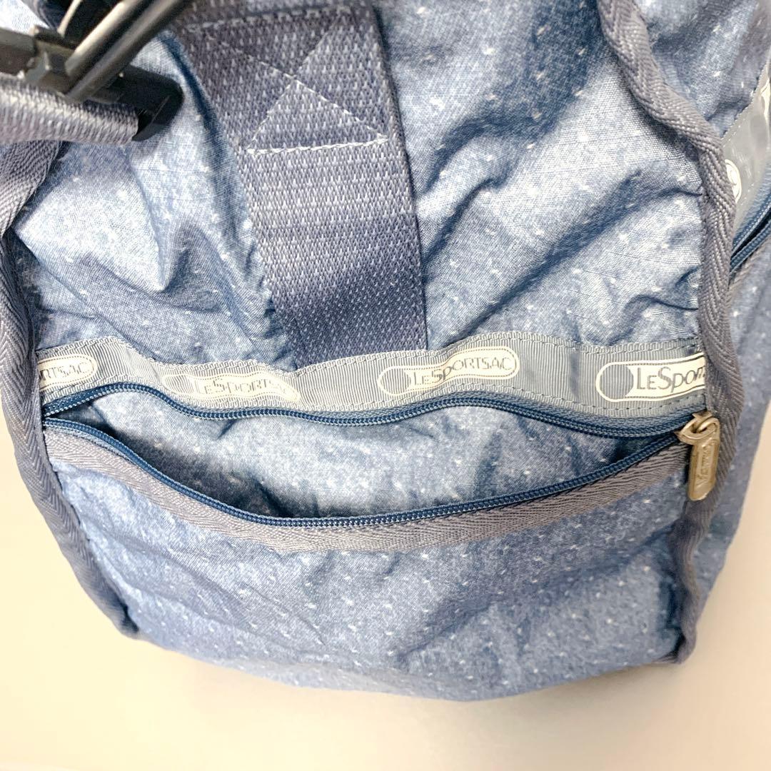LeSportsac 2wayボストンバッグ デニム調ドット柄 ポーチ付 LG