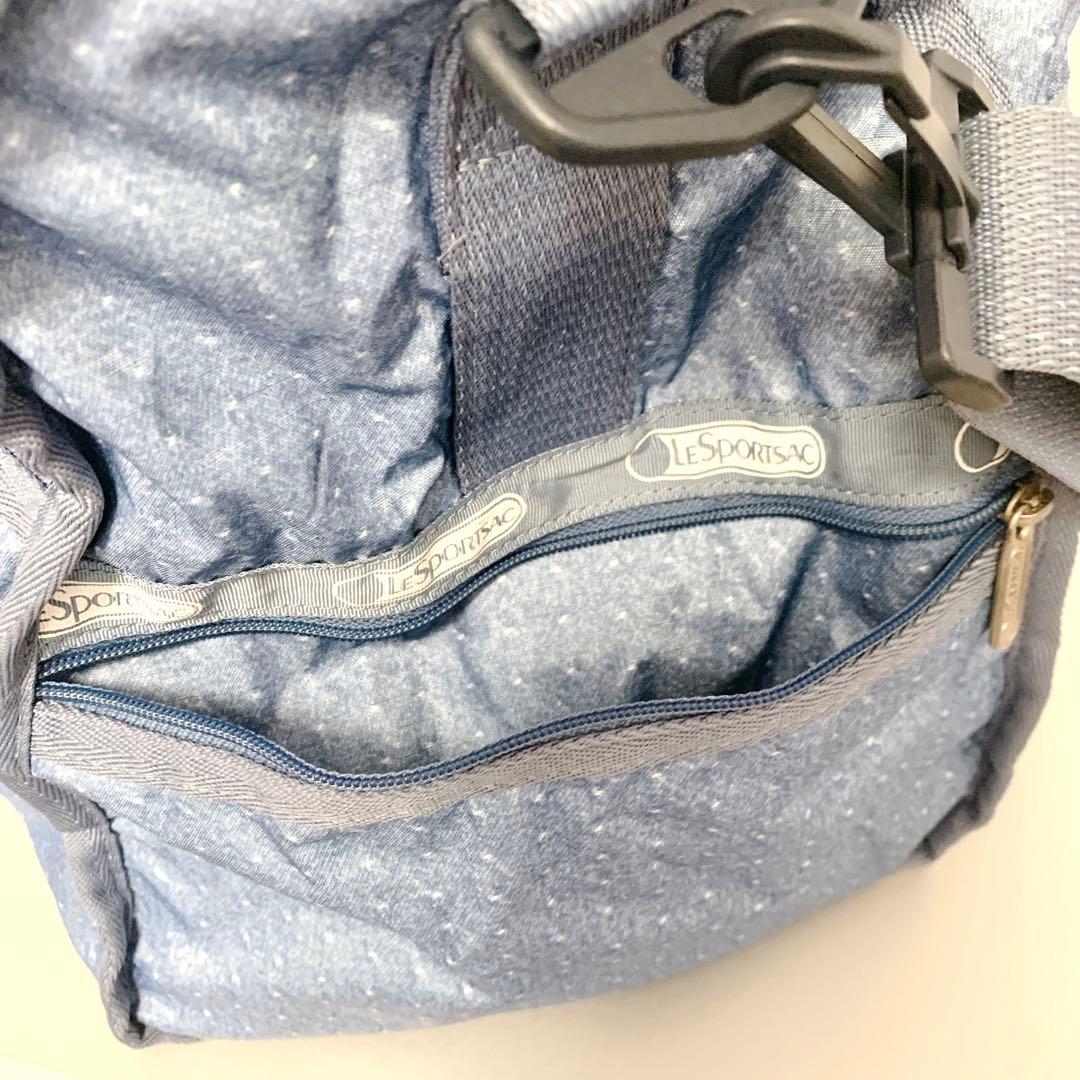 LeSportsac 2wayボストンバッグ デニム調ドット柄 ポーチ付 LG