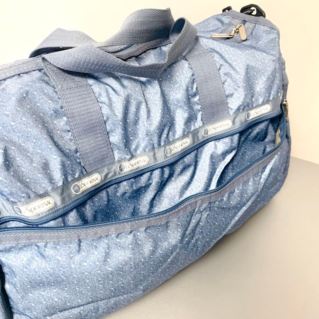LeSportsac 2wayボストンバッグ デニム調ドット柄 ポーチ付 LG