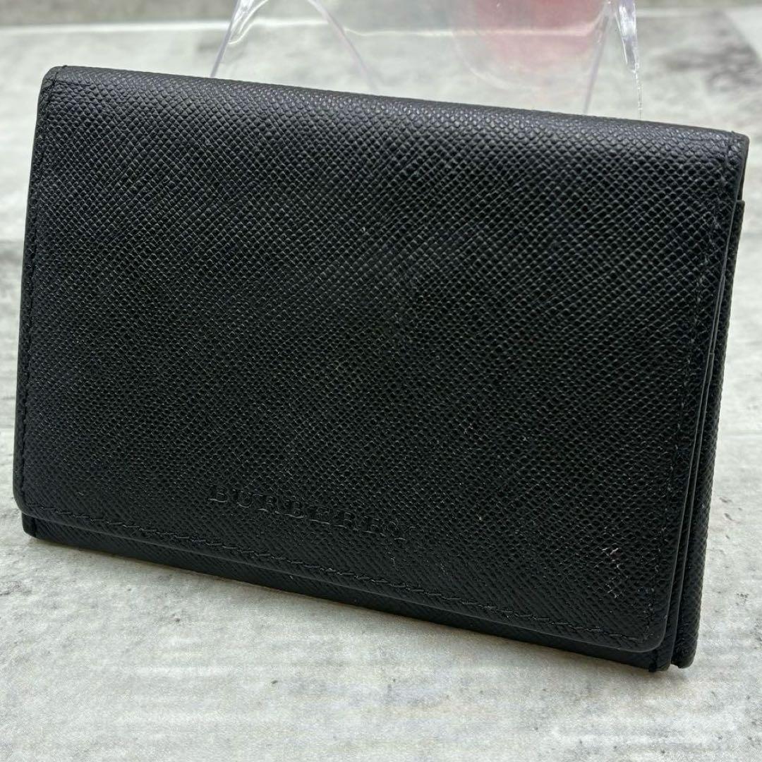 極美品 バーバリー ノバチェック 名刺入れ カードケース レザー ビジネス 黒