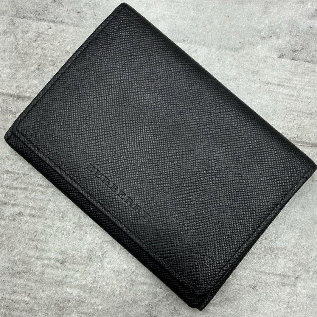 極美品 バーバリー ノバチェック 名刺入れ カードケース レザー ビジネス 黒