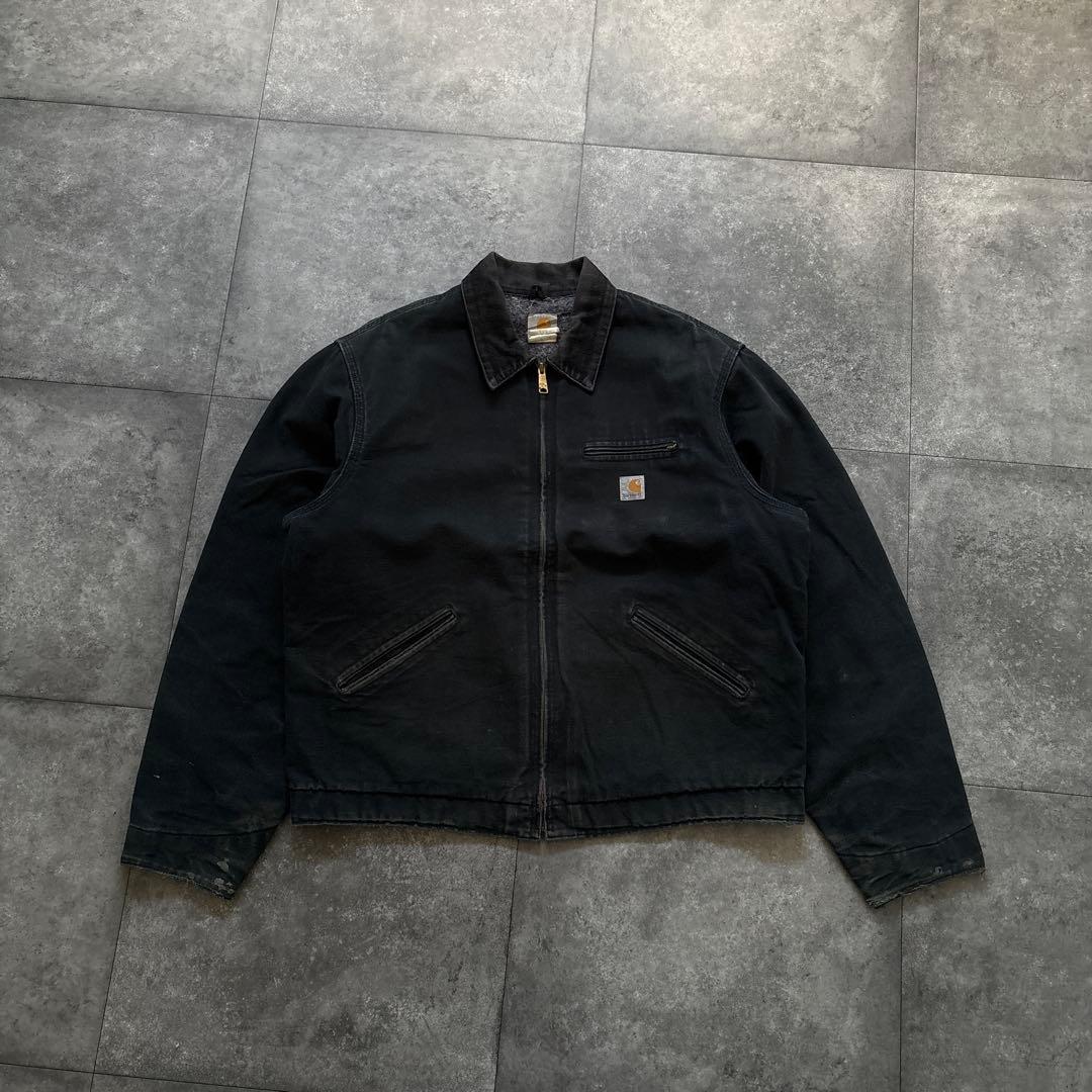 carhartt デトロイトジャケット　ブラック　フェード　usa ボロ