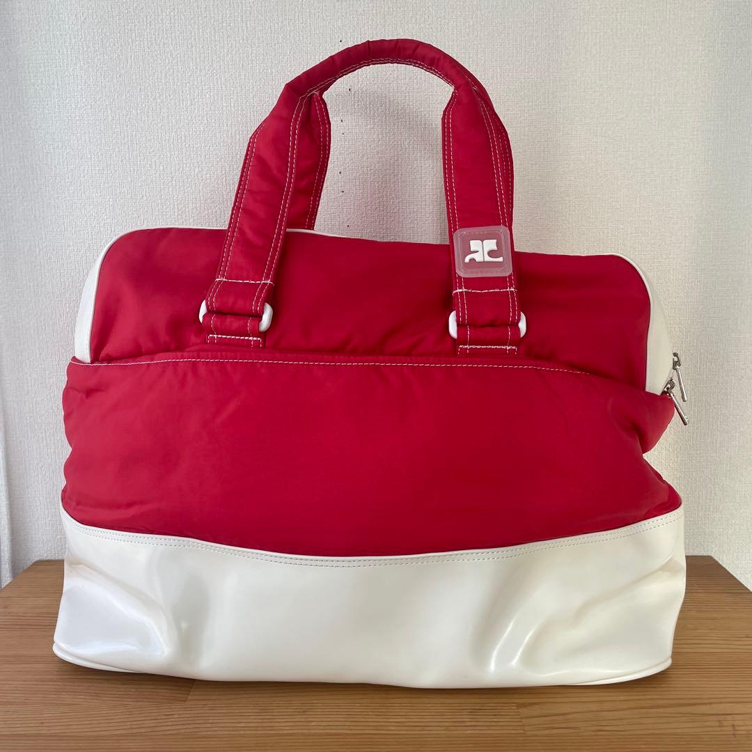 【数回使用】courrèges クレージュ ボストンバッグ （レッド）