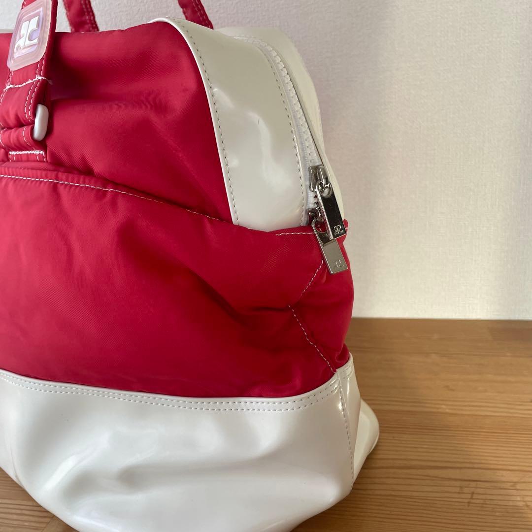【数回使用】courrèges クレージュ ボストンバッグ （レッド）