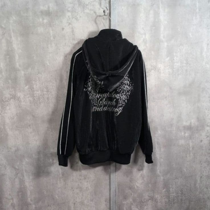 【00s_Archive】Bijouラメ英字 ZipHoodie 平成初期Y2K