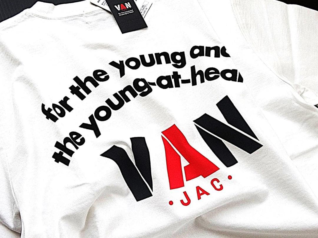 VAN JAC ヴァンヂャケット バックアーチロゴプリントTシャツ M ホワイト