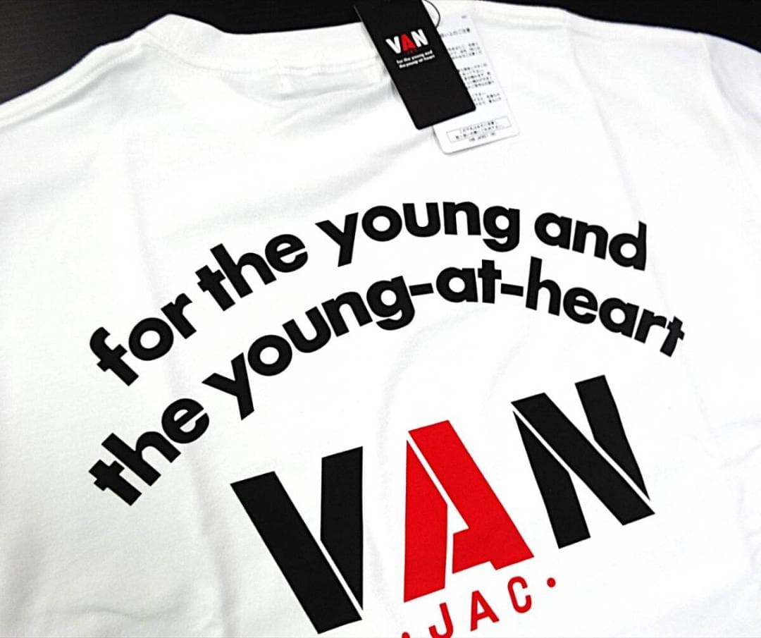 VAN JAC ヴァンヂャケット バックアーチロゴプリントTシャツ M ホワイト