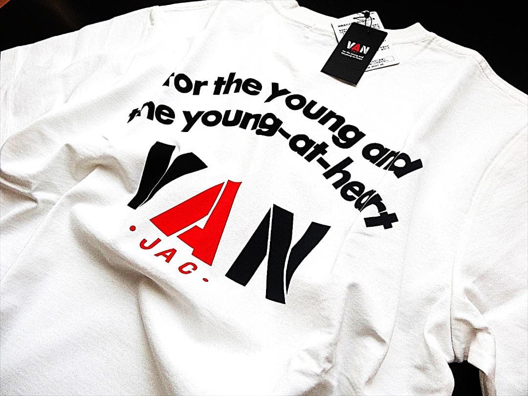 VAN JAC ヴァンヂャケット バックアーチロゴプリントTシャツ M ホワイト