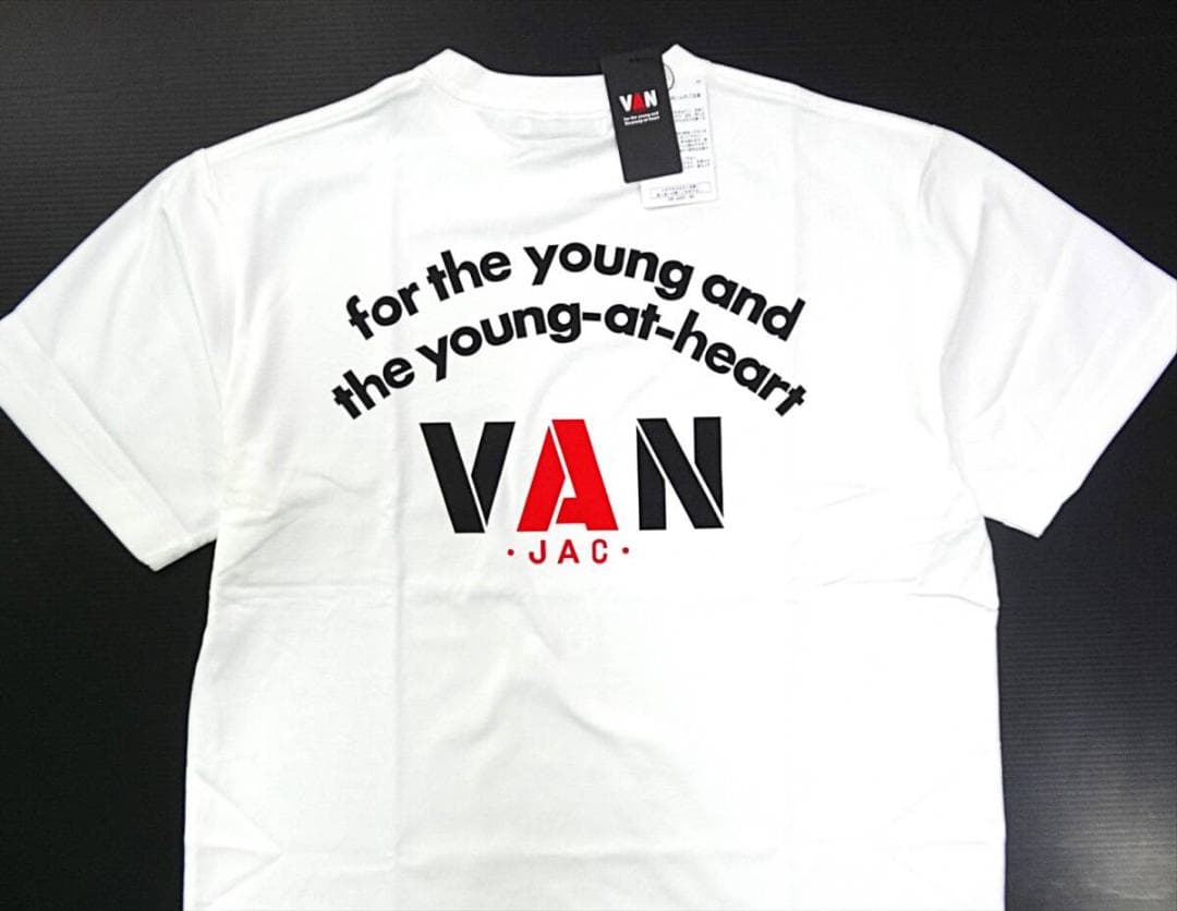 VAN JAC ヴァンヂャケット バックアーチロゴプリントTシャツ M ホワイト