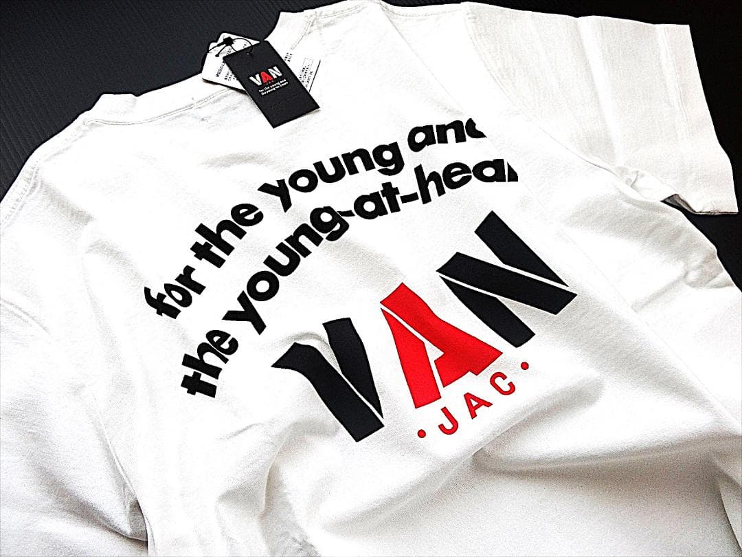 VAN JAC ヴァンヂャケット バックアーチロゴプリントTシャツ M ホワイト
