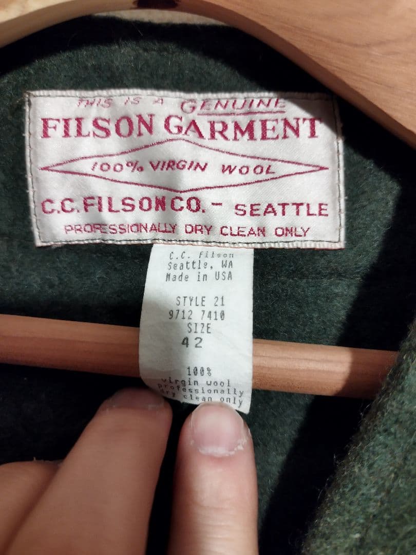 90s USA製 FILSON マッキーノ ウールライナーベスト 42