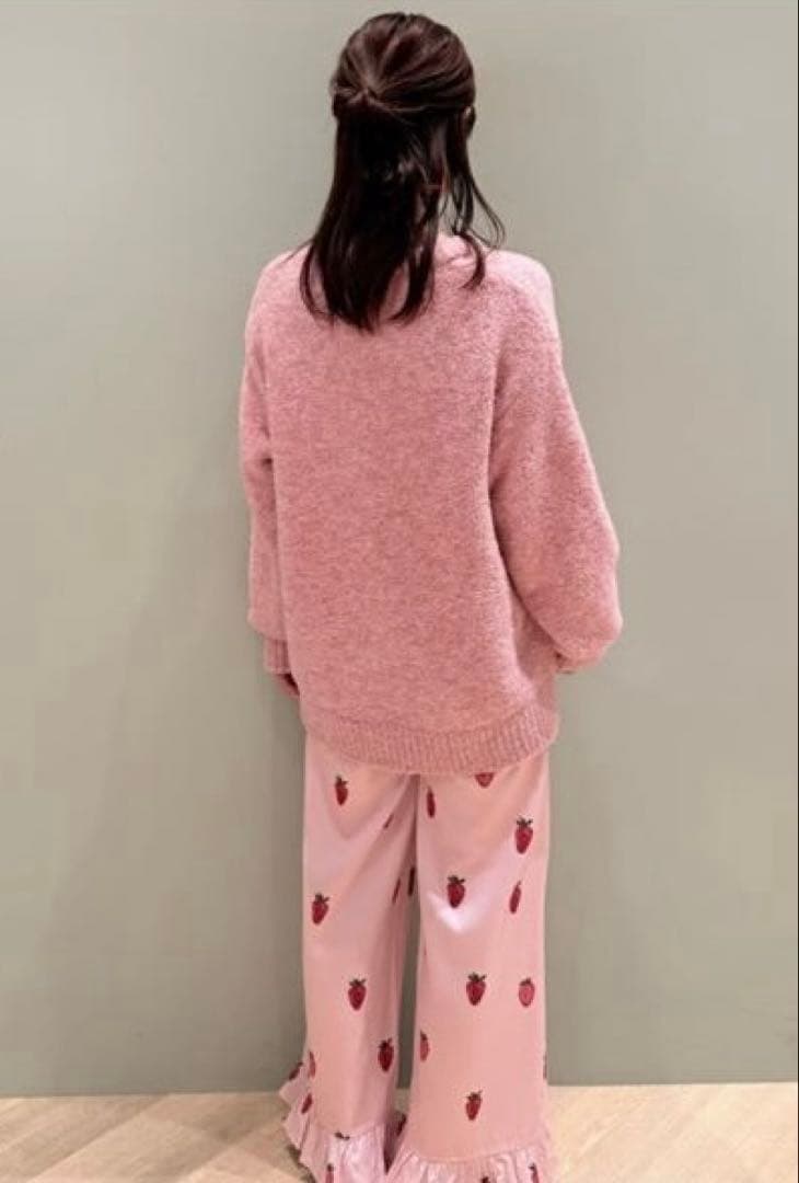 【新品】ジェラートピケ　ストロベリージャガードプルオーバー&ツイルロングパンツ