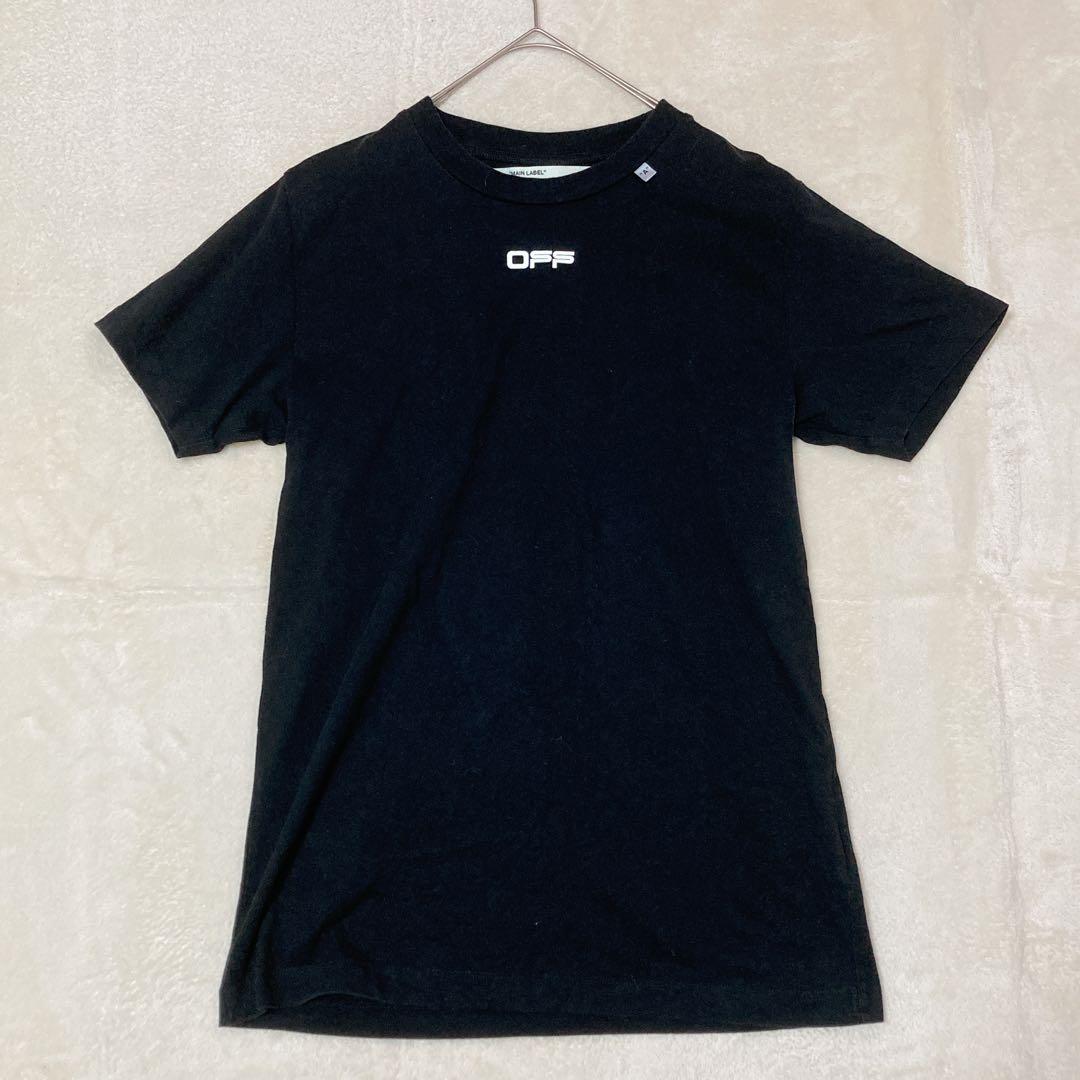 OFF-WHITE オフホワイト 半袖Tシャツ 絵画 アロープリント M BK