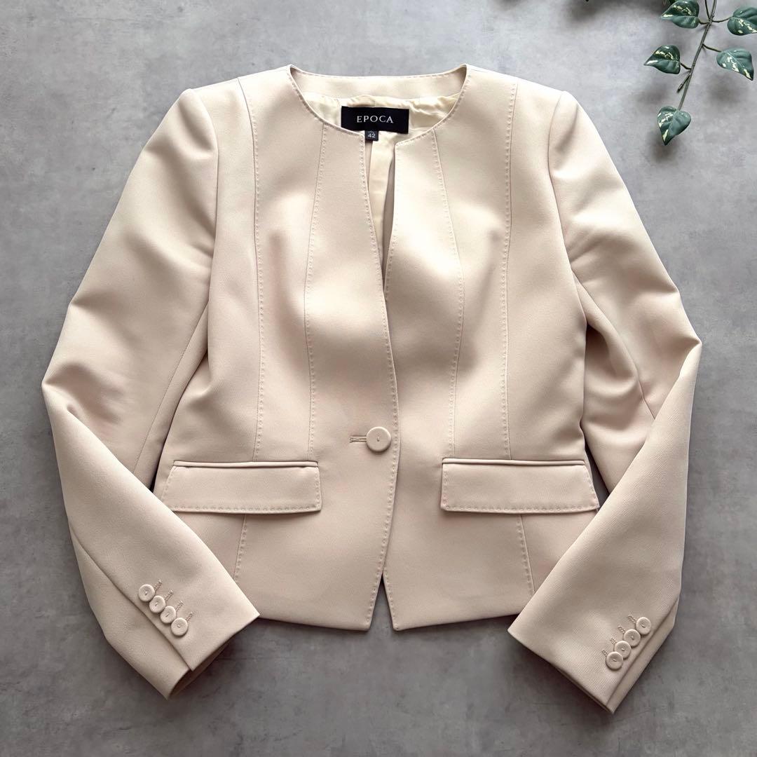 美品✨ EPOCA 上質ノーカラージャケット ブラウス セットM〜L ママコーデ