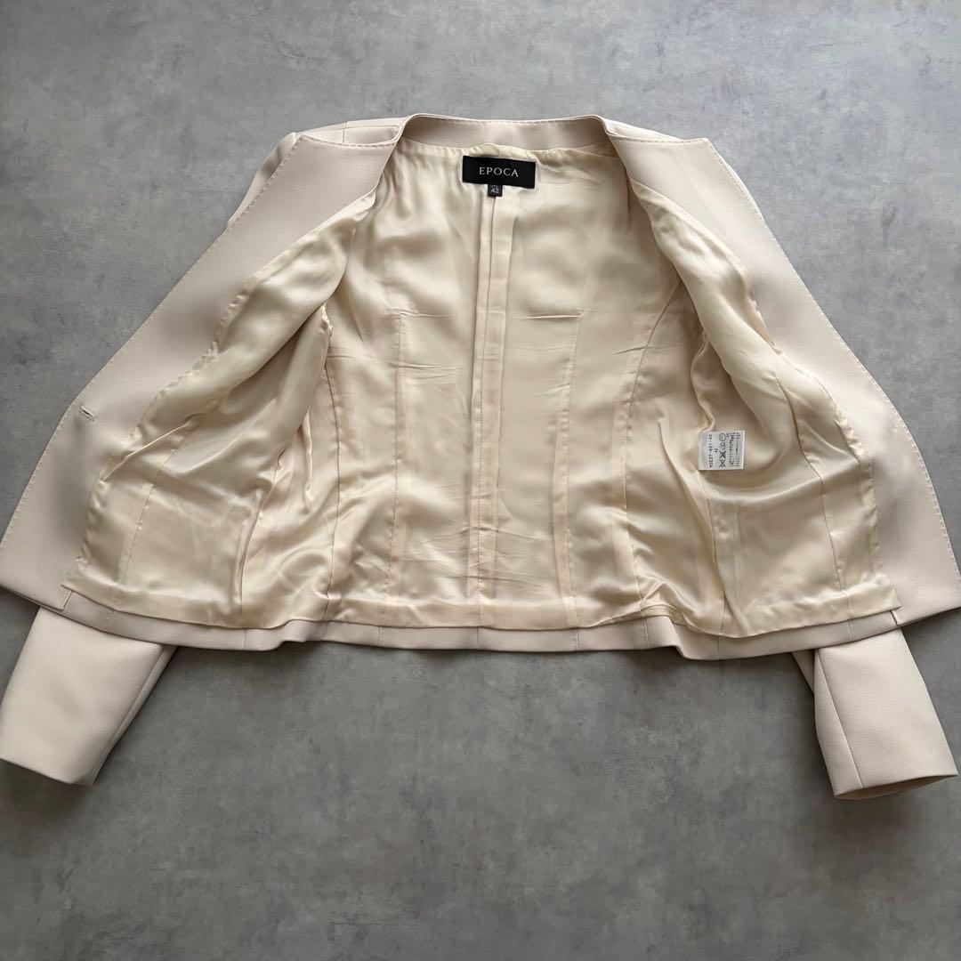 美品✨ EPOCA 上質ノーカラージャケット ブラウス セットM〜L ママコーデ