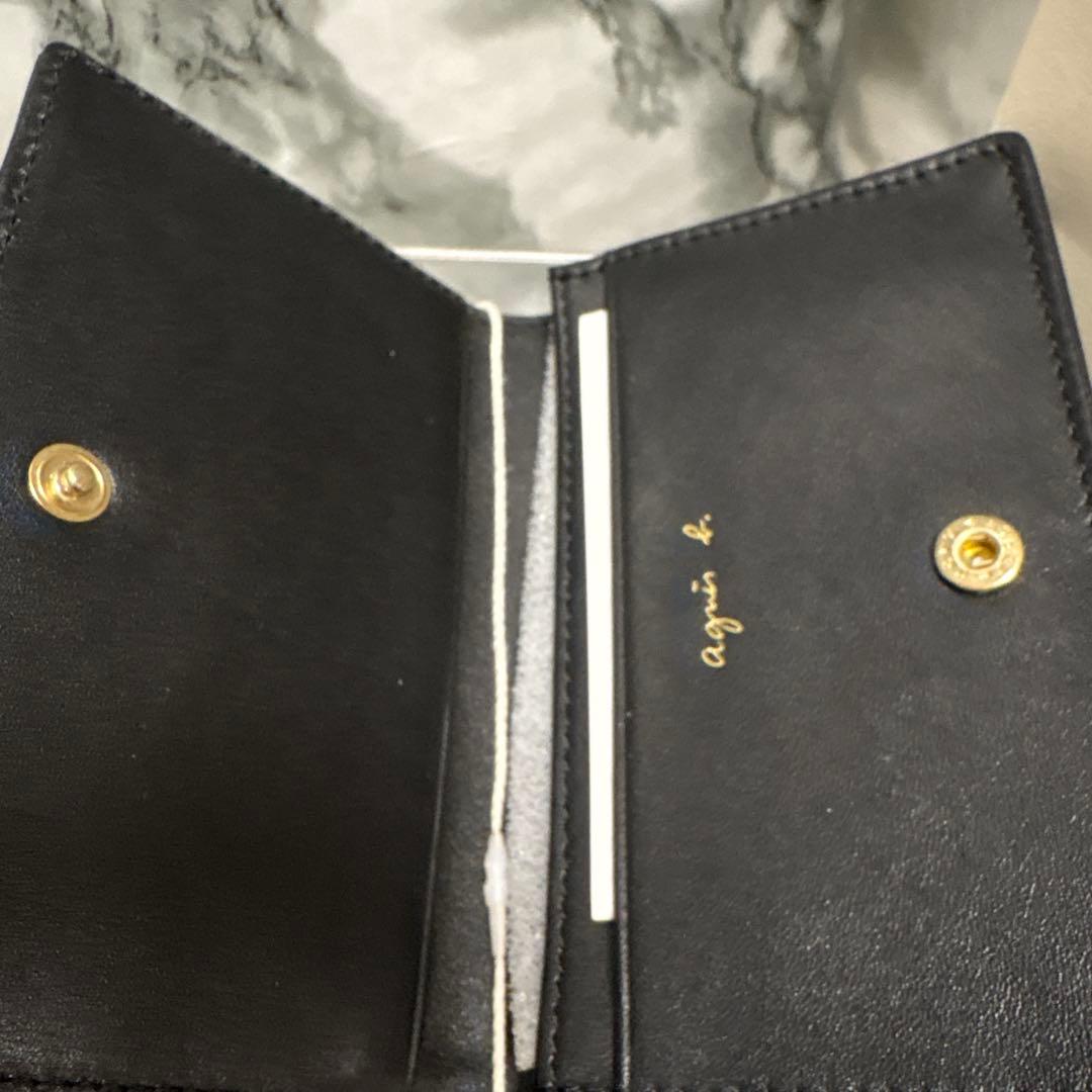 新品タグ付き　agnès b. レザーカードケース　 名刺入れ　ブラック