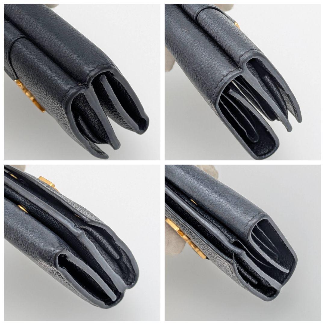 SAINT LAURENT 三つ折り財布 ネイビー コンパクトウォレット