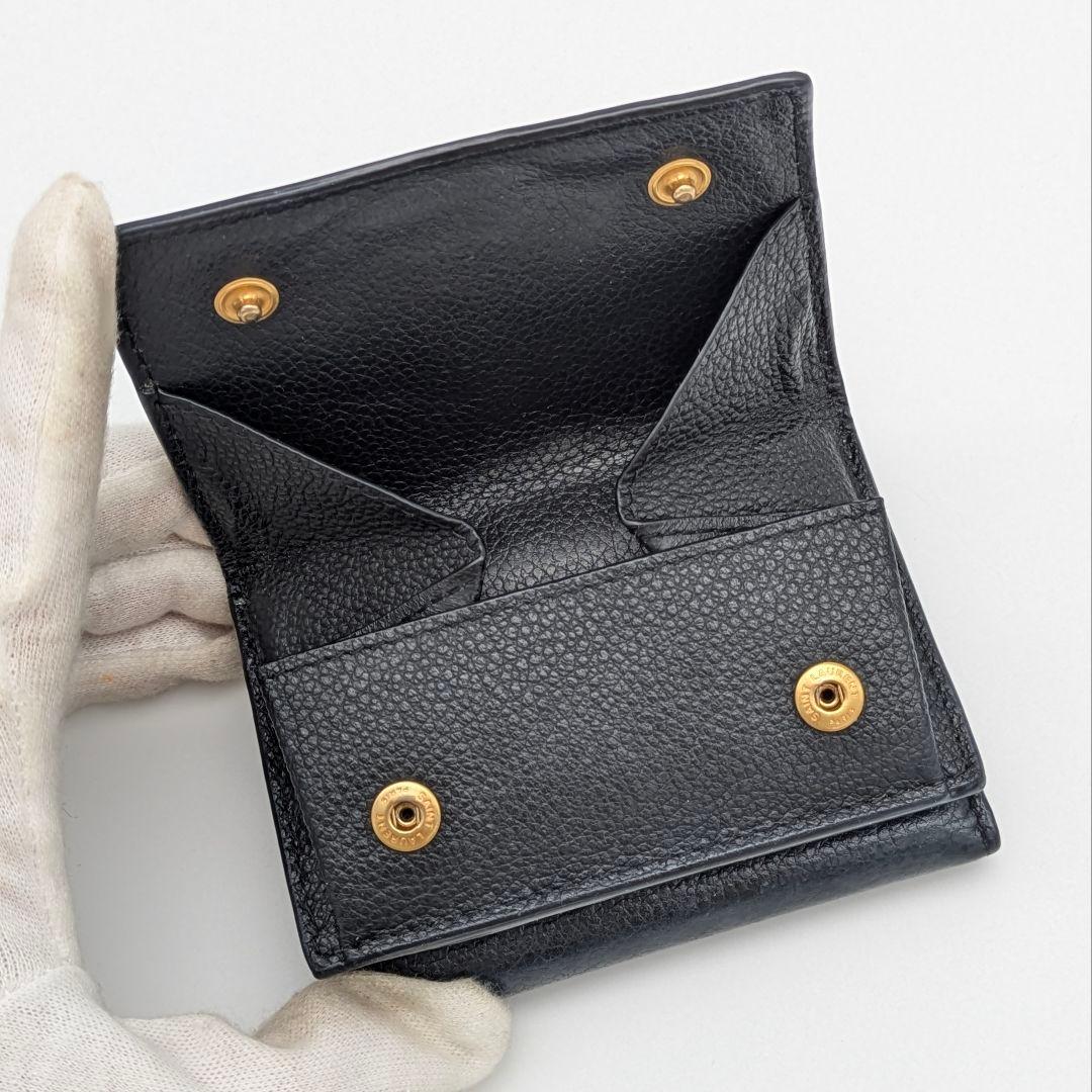 SAINT LAURENT 三つ折り財布 ネイビー コンパクトウォレット