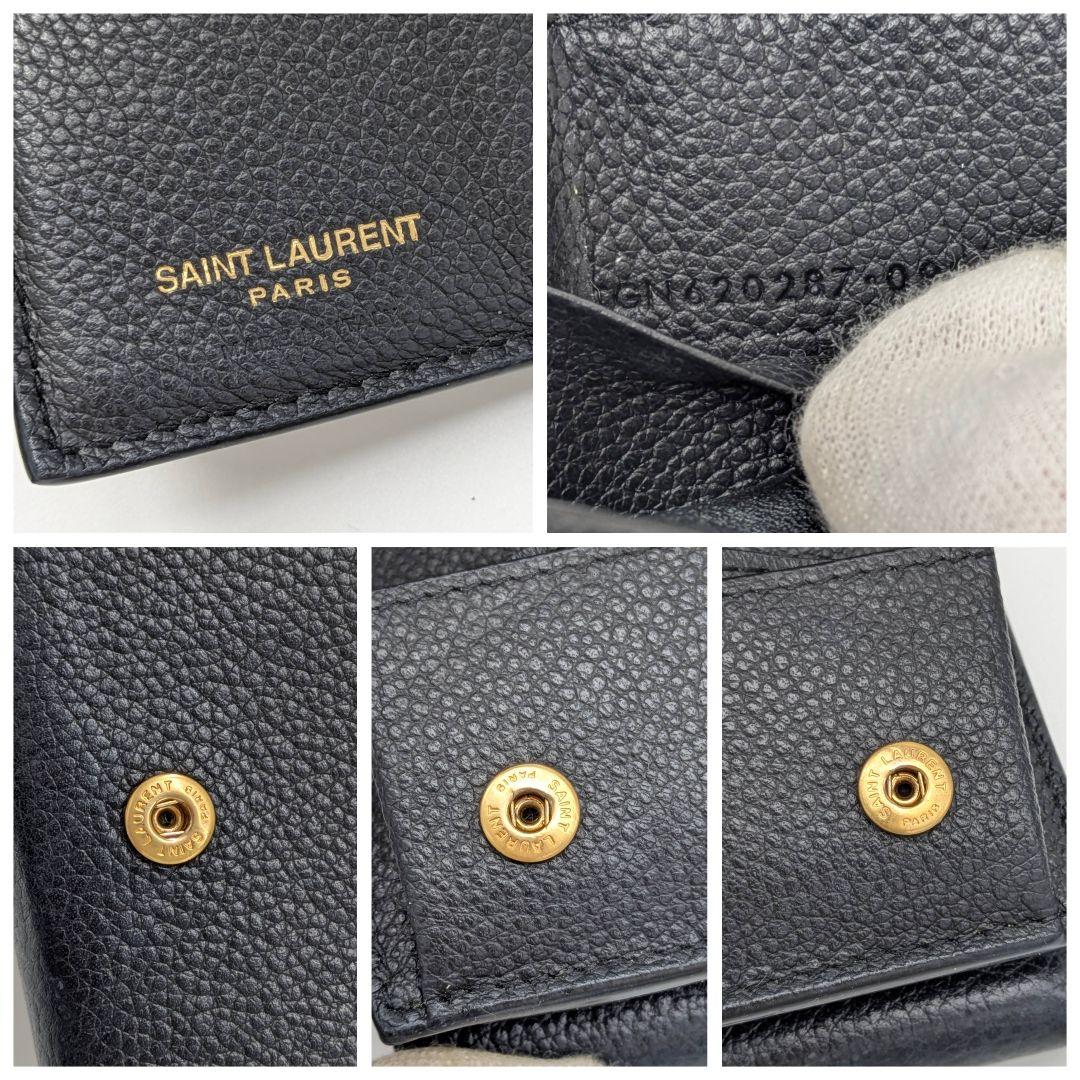 SAINT LAURENT 三つ折り財布 ネイビー コンパクトウォレット