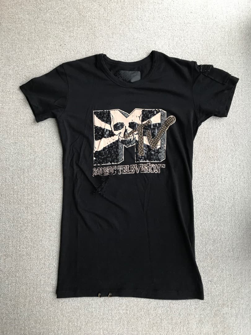 【希少】Roen × MTV コラボ スパンコール Tシャツ 半袖 44