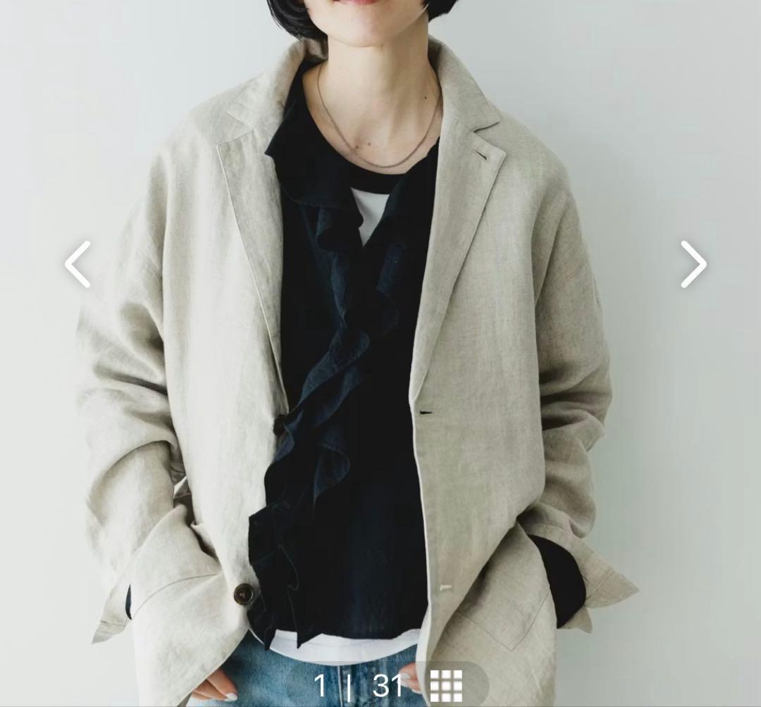 新品✨北欧、暮らしの道具店　かぐれ コラボ　フレンチリネンテーラードジャケット