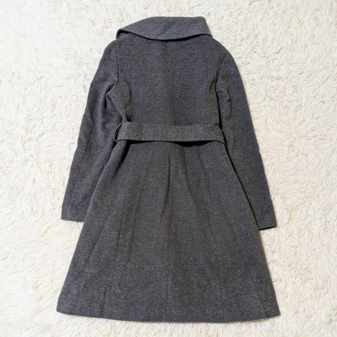 ロペ ロングコート カシミヤ混 女優襟 スタンドカラー グレー M