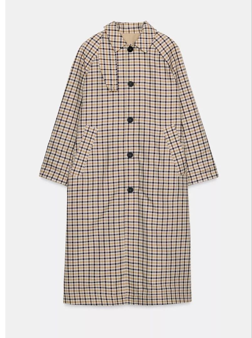 【新品未使用】ZARA リバーシブルチェック柄トレンチコートM完売品