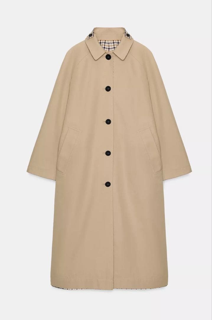 【新品未使用】ZARA リバーシブルチェック柄トレンチコートM完売品