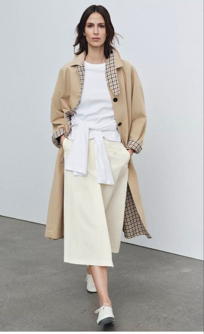 【新品未使用】ZARA リバーシブルチェック柄トレンチコートM完売品