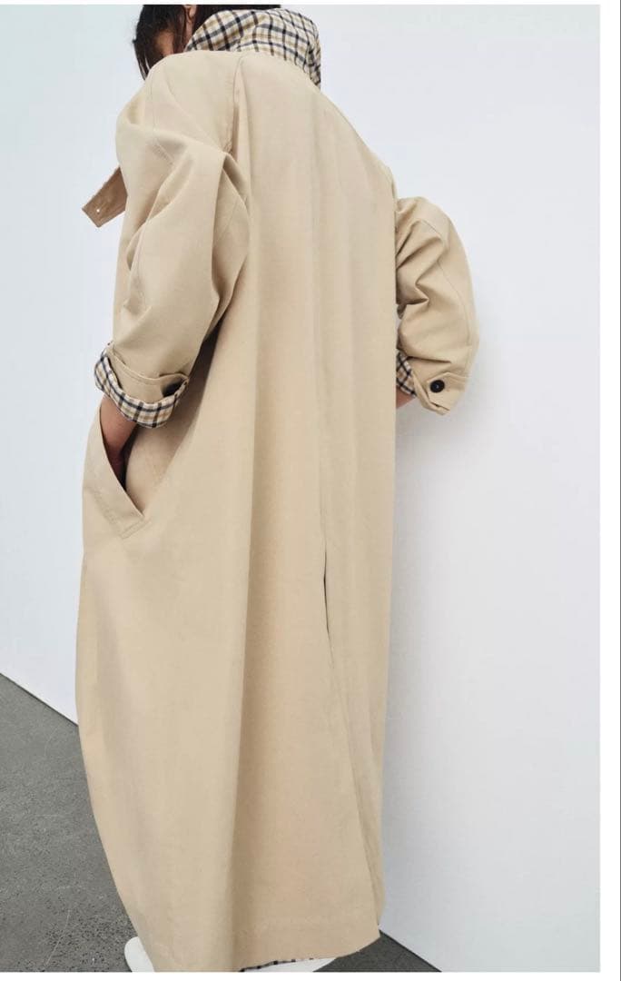【新品未使用】ZARA リバーシブルチェック柄トレンチコートM完売品