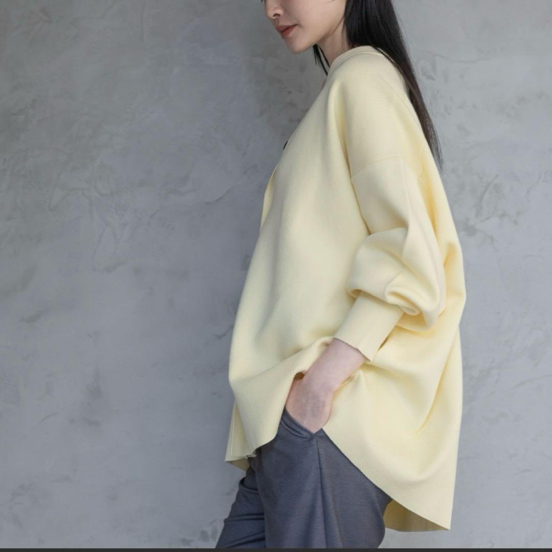 Apartby スウェットライクスポンジニットBIGカーディガン 春　羽織り