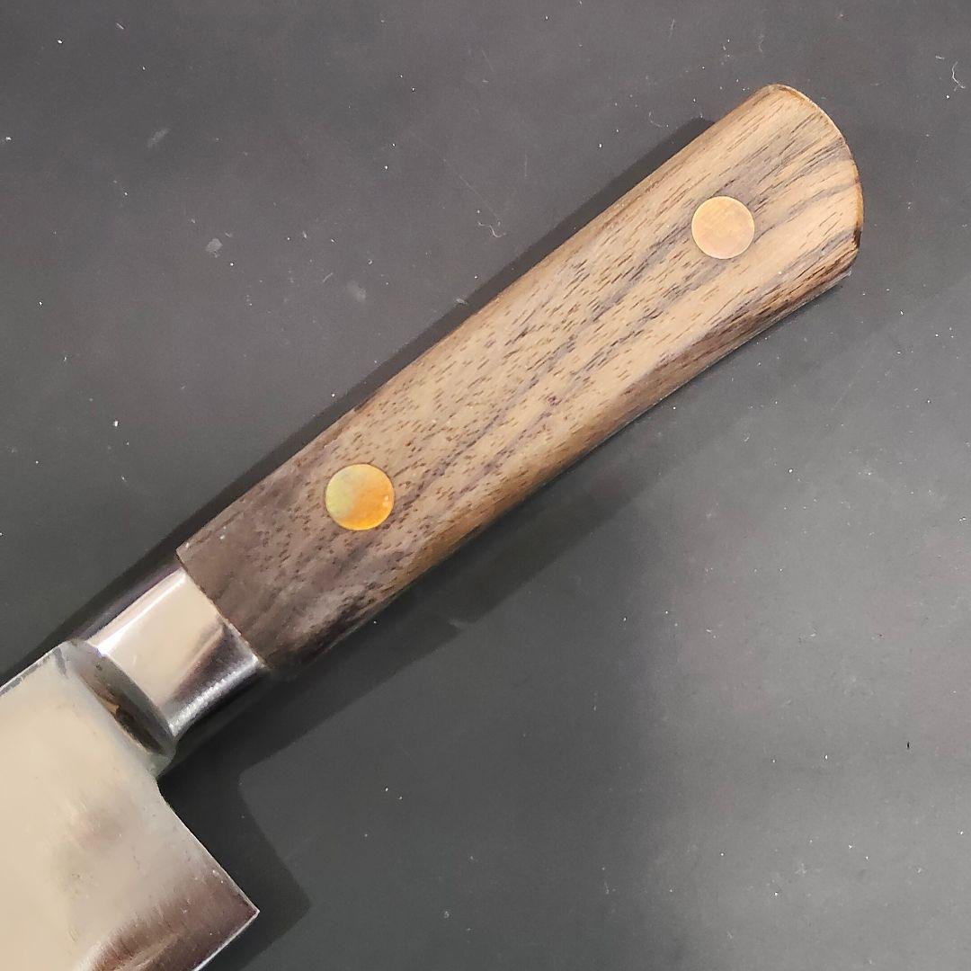 吉實　日本鋼 ハガネ ツバ付 三徳包丁 178mm　研ぎ済み 包丁 ナイフ